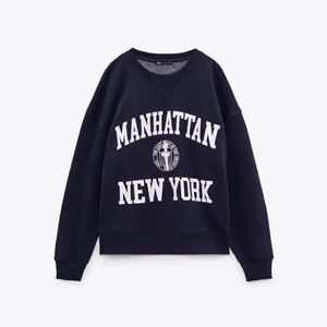 Zara Navy Manhattan New York Sweatshirt Size Medium
